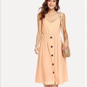 button front dress with bow